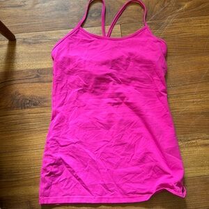Lululemon tank hot pink size 8 womens t back built in bra